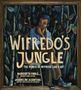"Wifredo's Jungle: The Power of Wifredo Lam's Art" steht groß. Darunter ein Mensch mit Pinsel in dichter, bunter Vegetation.