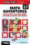 "MATH ADVENTURES: The fun way to learn about integers, ratios, and more!" zeigt Comic-Charaktere und mathematische Symbole., Buch
