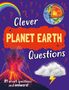 Text: "Clever PLANET EARTH Questions. 21 smart questions and answers!" Illustration: Erde, Vulkan, Regenbogen, Wolke mit Blitz.