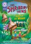„THE SHRINKING TWINS: LOST IN THE WOODS“ steht in bunten Buchstaben. Zwei Kinder in einem Wald mit großen Pilzen und Pflanzen.
