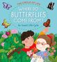 Text: "The Circle of Life: Where Do Butterflies Come From? An Insect Life Cycle." Illustration von zwei Kindern mit Schmetterlingen.