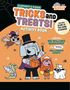 „ELEPHANT & PIGGIE TRICKS AND TREATS! ACTIVITY BOOK“ und „INCLUDES GLOW-IN-THE-DARK STICKERS!“ Illustration mit verkleideten Tieren., Buch