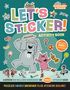„LET'S STICKER!“ ist groß geschrieben. Ein elefant und ein Schwein freuen sich, umgeben von bunten Aufklebern.