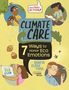 Texte: "ORCA TAKE ACTION!", "CLIMATE CARE", "7 Ways to Honor Eco Emotions", "Join the Eco Club". Illustrationen von Menschen.