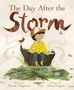 "The Day After the Storm" steht oben. Ein Kind sitzt auf einem Baumstumpf, umgeben von Pflanzen, einem Vogel und Schmetterlingen., Buch