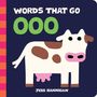 Text: „WORDS THAT GO OOO“ und „JESS HANNIGAN“. Illustration einer Kuh auf dunkelblauem Hintergrund., Buch