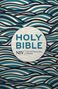 Text: "HOLY BIBLE, NIV, NEW INTERNATIONAL VERSION". Hintergrund: Wellenmuster mit Blau- und Cremetönen.