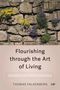 "Flourishing through the Art of Living" und "Education for the Twenty-First Century". Steinmauer mit gelben und violetten Blumen., Buch