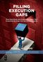 "Filling Execution Gaps" steht groß oben, darüber ein Mensch in Blau, der einen großen Würfel hält, in einer Lücke.