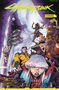 "DIESEM BILD HANDELT ES SICH UM DAS COVER DES COMICS 'CYBERPUNK 2077: CHROME'. Mehrere futuristische Figuren in Aktion., Buch