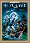 "ElfQuest: Hidden Years" von Wendy und Richard Pini; ein Elf mit Klinge, Wolf und zwei Menschen in bedrohlicher Szene., Buch