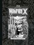 „Weapon X Wolverine“ als Haupttext. Schwarz-Weiß-Illustration von Wolverine mit erhobenen Klauen und ernster Miene., Buch