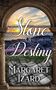 Oben: "Stone of Destiny". Unten: "Margaret Izard". Sonnenuntergang, Meer und Blumen durch ein Bogentor sichtbar., Buch