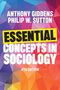"ESSENTIAL CONCEPTS IN SOCIOLOGY, 4TH EDITION" steht vor einem bunten, geometrischen Hintergrund., Buch