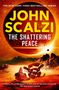 „THE NEW YORK TIMES BESTSELLING SERIES JOHN SCALZI THE SHATTERING PEACE“; rote Planetenlandschaft, Raumschiffe.
