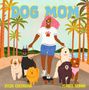 "Dog Mom", "2026 Calendar", "Isabel Serna". Frau mit pinkem Haar auf Skateboard führt sechs Hunde, Palmen im Hintergrund.