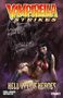 "Vampirella Strikes", "Volume Two: Hell Is For Heroes", Frau in rotem Outfit vor Totenkopf., Buch