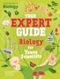 "Your Expert Guide: Biology for Young Scientists" steht vor grünen Hintergrund mit Illustrationen von Tieren und Laborausrüstung.