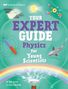 Text: "Your Expert Guide: Physics for Young Scientists." Enthält Illustrationen von Sonnenenergie, Molekülen, Magneten und einem Hai., Buch