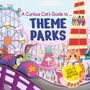 "A Curious Cat's Guide to Theme Parks. Lots to search and find!" Illustration mit Achterbahn, Riesenrad und fröhlichen Menschen., Buch