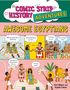 "Comic Strip History Adventures: Awesome Egyptians." Comic-Illustration mit Kleopatra, Caesar und antiken Figuren in einer humorvollen Szene.