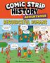 "Comic Strip History Adventures: Resourceful Romans" steht oben. Darunter Szenen mit Julius Caesar, Piraten und römischen Soldaten.