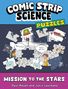 Oben: "Comic Strip Science Puzzles". Unten: "Mission to the Stars". Illustration von Puzzleteilen im Weltraum.