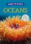 Text: "NEED TO KNOW OCEANS. INCLUDES FUN QUIZZES AND PROJECT IDEAS." Ein Clownfisch in einer Anemone, Meeresmotiv.