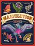 "Written by Claire Asher, Illustrated by Fiona Fogg, MARVOLUTION, A guide to the evolutionary marvels of the future, BEE CRAB, PUNK FISH, MEGA MANTIS, FEATHERED FLOWER, TERROR PIGEON, SABRETOOTH RACCOON." Tierische Kreaturen und Pflanzen kunstvoll illustriert., Buch