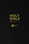 Texts: Holy Bible, NIV New International Version, Larger Print.  
Black textured background, simple and formal.