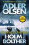 „A Department Q Thriller“, „Over 30 million books sold“, „No Song for the Dead“, Steg endet im nebligen See, Vögel fliegen., Buch