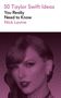 "50 Taylor Swift Ideas You Really Need to Know Nick Levine" steht oben; darunter ein gepunktetes Porträt in Lila., Buch