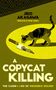 "A Copycat Killing" und "The Casebooks of Mikeneko Holmes". Illustration: Eine Katze schaut ein Messer an, ihr Spiegelbild ist sichtbar.
