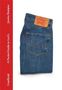 Text: "Jessica Bumpus, A Pocket Guide to Levi's, Unofficial." Eine gefaltete Levi's-Jeans mit braunem Etikett., Buch