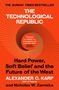 Ein orangefarbener Hintergrund mit schwarzen und weißen Texten, darunter "THE TECHNOLOGICAL REPUBLIC" und Autorenangaben., Buch