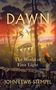 Text: "Dawn. John Lewis-Stempel. Cover to be revealed. doubleday." Hintergrund: Hellblau mit einem schlichten Logo.