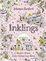 Buchtitel "Inklings" von Johanna Basford. Illustration mit Fischen, Blumen, Haus, Schiff, Kolibri und Schildkröte auf rosa Hintergrund., Buch