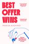 „BEST OFFER WINS“ und „House hunting is a special kind of hell“. Illustration einer Hand, die ein Haus hält.