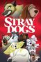 "STRAY DOGS" steht in großen weißen Buchstaben auf rotem Hintergrund. Verschiedene gezeichnete Hunde schauen in verschiedene Richtungen., Buch