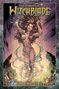 "THE COMPLETE WITCHBLADE VOLUME FIVE" zeigt eine Frau in einem dynamischen, fantasievollen Setting mit leuchtenden Effekten., Buch