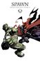 "SPAWN Origins Collection Volume 33". Zwei kämpfende Figuren, eine in rotem Umhang, die andere in grüner Rüstung., Buch