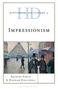 „Historical Dictionary of Impressionism“ über einer Straßenillustration mit Regenschirmen. Autoren: Frances Fowle, Hannah Halliwell., Buch
