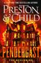 "Preston & Child", "Pendergast: The Beginning", brennendes Haus bei Nacht, Silhouette einer Person im Fenster., Buch