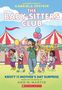 "THE BABY-SITTERS CLUB", fröhliche Gruppe von Kindern mit Ballons vor einem bunten Zirkuszelt, wolkiger Himmel.