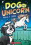 Titel: "DOG vs. UNICORN" von Maggie P. Chang. Ein Hund und ein Einhorn stehen vor einem Nachthimmel.