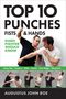 "TOP 10 PUNCHES FISTS & HANDS" gefolgt von "EVERY FIGHTER SHOULD KNOW", zeigt zwei Männer beim Training., Buch