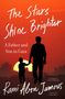 Text: „The Stars Shine Brighter. A Father and Son in Gaza. Rami Alow Jamous.“ Ein Vater und Sohn vor einem Sonnenuntergang., Buch