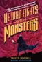 "HE WHO FIGHTS WITH MONSTERS". Darunter eine vermummte Gestalt mit einem glitzernden, sternenklaren Umhang., Buch