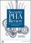 Text: "Security PHA Review for Consequence-Based Cybersecurity." Zahnrad-Illustration vor binärem Hintergrund., Buch