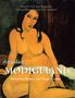 Texte: "Klaus H. Carl, Jane Rogoyska, Frances Alexander, and D.H. Lawrence", "Amedeo MODIGLIANI", "Bohemian Beauty and Tragic Genius". Eine sitzende, nackte Frau in warmen Farben, Stil von Amedeo Modigliani.